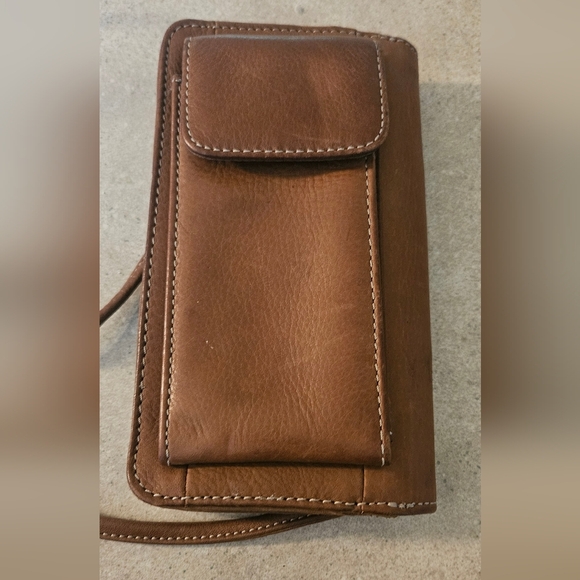 Fossil Genuine Brown Leather Womens Clutch Wallet Detachable Crossbody Bi Fold - Picture 6 of 6